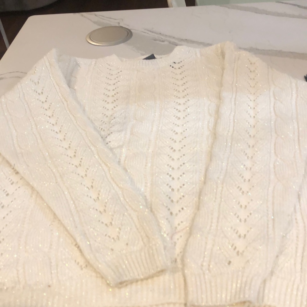Liz Claiborne Small White Sparkly Sweater